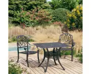 3 Piece Bistro Set Cast Aluminium - Black, 3