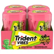 Trident Vibes SOUR PATCH KIDS Watermelon Sugar Free Chewing Gum 4 Bottles