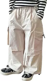 [HahaNice] Girls Cargo Trousers Elastic Waist Hip Hop Cotton Baggy Pants Parachute Girls Joggers 2Y-12Y