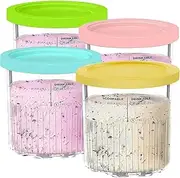 Replacement for Ninja Creami Deluxe Pints and Lids, 4 Pack Ninja Creami Containers for Ninja Creami 11-in-1 NC501 NC500 Series Deluxe Tubs Ice Cream Maker, 24oz Deluxe XL Cups 4 Colors