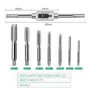 Tap Wrench Tool Set Adjustable T Handle Ratchet Tap Holder 8pcs Metric Taps