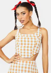 Sunset Chaser Gingham Corset Top