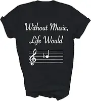 [Generic] Without Music Life Would B Flat Musical Notes Pun Gift Unisex Shirt Women Men