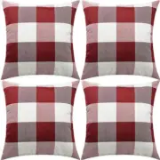 Set of 4 Red & White Buffalo Plaid Pillow Covers – 18x18 Cozy Farmhouse Decor!