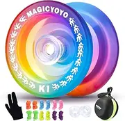 [MAGICYOYO] Children's Yoyo K1-Plus, Responsive Yoyo for Children, Professional Stunt Yoyo for Beginners, Professional Trick Yoyo with Yoyo Storage Bag, 12 Yoyo Strings and Yo-Yo Glove (Crystal