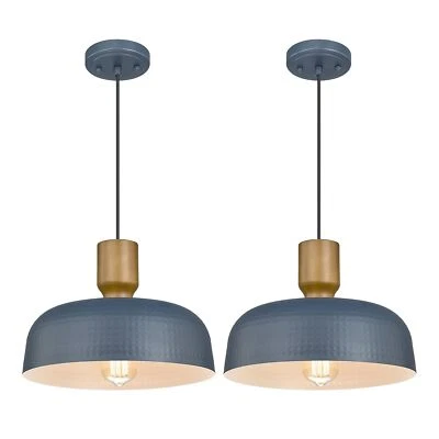 Darkaway Pendant Light Fixtures Ceiling Hanging with Hammered Metal Shade, Mo...