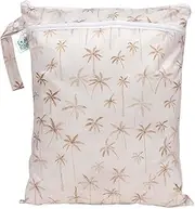 [Bumkins] Waterproof Wet Dry Bag for Baby, Travel, Swim Suit, Cloth Diapers, Pump Parts, Pool, Beach, Gym Clothes, Toiletry, Hook to Stroller, Daycare, Zipper Reusable Wetdry Packing Pouch, Palm Trees