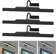 3Pack Picture Light Battery Operated, 16in Picture Light for Wall, 5000mAh Cordless Wall Lights with Controller,Art Light with Dimmable Cordless for Wall Painting,Frame, Portrait, Dartboard- Black
