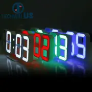Large 3D Modern Digital LED Wall Clock 24/12 Hour USB Display Timer Alarm Home