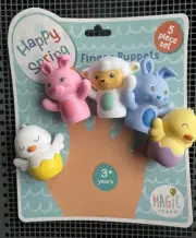 Happy Spring Easter Character Finger Puppets 5 Piece Toy Set Magic Years NEW MIP