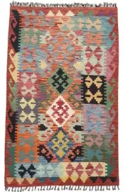 Hand woven Afghan Wool Kilim Rug - 154cm X 104cm, Flat Woven Floor Rug
