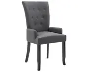 vidaXL Dining Chair with Armrests Dark Grey Fabric