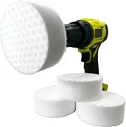 3.5” Drill Powered Magic Sponge Eraser 6 Pieces Kit with Drill Attachment | 25% Thicker Ultra Durable Melamine Cleaning Eraser Pads for Bathroom Kitchen Floors Walls Baseboards Crayon Marker and More