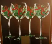 Lenox HAND PAINTED GEMS Balloon Wine Glasses - Set/4 - NEW in Box