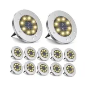 Solar Ground Lights,Waterproof Solar Garden Lights, 12 Pack Warm White