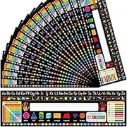 36 Pcs Self Adhesive Name Tags Students Desks Name Plates Multipurpose Manuscript Nameplates with Multiplication Fractions Alphabet Left/Right Place Value for Back to School Supplies 14 x 4Inch(Black)