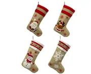 C220 4PCS Elderly Snowman Elk Snowflake Christmas Stocking Gift Bag Ornament Christmas Pendant Gift Bag Fireplace Pendant