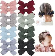 LYSAIMG 16Pcs Pairs Hair Bows Clips for Little Girls,Baby Hair Clips,Fully Lined Baby Hair Bows Clips,Infants Toddlers Kids Hair Styling Accessories for Fine Hair.(7CM Long,8Color,8Pair)