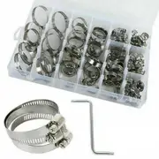 91x Pipe Clamp Kit Hose Clamps Adjustable Stainless Steel Clips Range Worm Gear