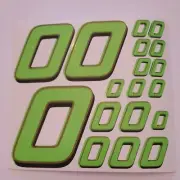 Lime Green red/blk #0's Racing Vinyl Decal Sheet 1/10-1/12 DEFECTIVE BOX D
