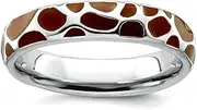 [Stackable Expressions] 925 Sterling Silver Stackable Polished Enameled Animal Print Ring Size 10-Stackable-Ring for Women