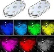 Zosppei 2 PCS Car Led Lights Interior,7 Colors Ambient Lighting Car Interior,USB Rechargeable Car Interior Reading Light,Car Sound Control Light,Music Sync Color Change Portable Led Lights for Car