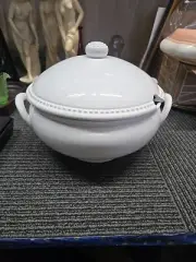 Pearl Soup Tureen by Elios w/ Lid -- Missing Ladel Sold At Crate And Barrel--17a