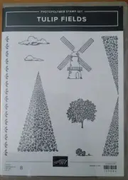 Stampin Up Tulip Fields Photopolymer Stamp Set Wind Mill Cloud Tree 157682