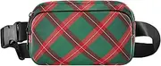 [Amooorous] Red and Green Christmas Checkerboard Fashionable Crossbody Bag Waist Packs for Women Men Multipurpose Croose Body Purse with Adjustable Strap for Cycling Hiking Gym, Red and Green Christmas