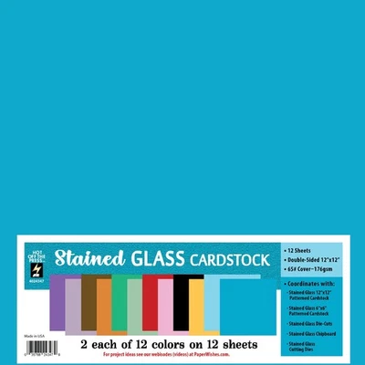 Sealife Stained Glass 12x12 Solid Cardstock 12 Double-sided Sheets Multi-Color