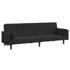 Vidaxl 2-Seater Sofa Bed With Two Pillows Black Velvet fabric,plastic,velvet Sof