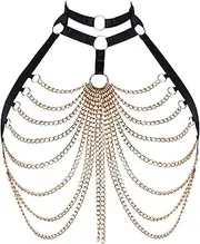[BYDHSS] Punk Gothic Breast Body Harness Bra Womens Plus Size Waist Cage Tops Hollow-Out Bras Halloween Dance Accessories
