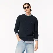Washed Effect Cotton Crew Neck Sweater