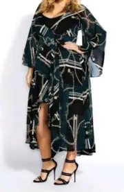 city chic Small Wrap maxi chained up in Plus Size 16