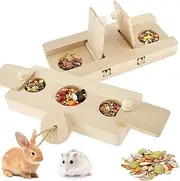 2Pcs Wood Foraging Toy,Guinea Pig Enrichment Toys,Hamster Puzzle Toys,Rabbit Wood Foraging Toy,Fun Rabbit Treats Puzzle Toy,Interactive Guinea Pig Foraging Toys