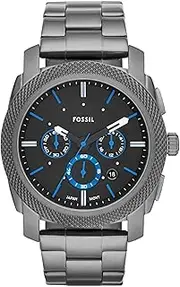 [FOSSIL] Men's 45mm Machine Chronograph Watch In Smoke With Blue Accents