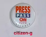 Vintage 1990s CNN Press Pass Studio Tour Pinback Button Badge