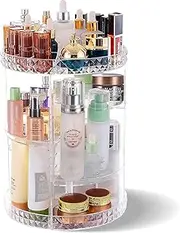 GVTECH Rotating Makeup Organizer, 360 Degree Cosmetic Organizer Vanity Display Cases Cosmetic Transparent Makeup Organizer Adjustable Box (Transparent)