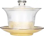 HEALEEP 1Set Crystal Glass Tureen Tea Cup Elegant Bowl Design for Tea Ceremony and Non Scalding for Oolong Puer Tea Home Decor