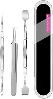3pcs Blackhead Remover Tools Kit, Pimple Popper Tool Kit, Professional Blackhead/Whiteheads/Pimples Remover, for Forehead,Facial and Nose (Silver)
