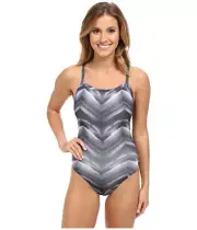 Speedo Pulse Flyback Performance One Piece Swimsuit Black/White Size 26 L37407