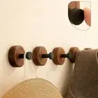 Round Shape Wooden Hook Solid Wood Wall Coat Rack Key Decor Holder Towel