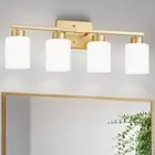 Gold Bathroom Light Fixtures, 4-Light Modern Vanity Light Over Mirror, Wall