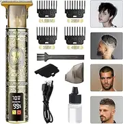 Electric Hair Clippers for Men Cordless, LED Display T-Blade Beard Trimmer for Men Professional with 4 Guides Combs Kit, USB Rechargeable Facial Hair Trimmer for Men Easy Haircuts at Home