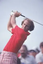 Golf, US Open, Closeup of Jerry Pate in action on Sunday at Atlant - Old Photo