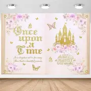 Once Upon a Time Backdrop for Girls Floral Castle Princess Party Decoration 7x5'