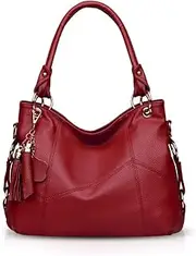 [NICOLE & DORIS] Women Handbag Large Capacity Shoulder Bags Soft Leather Hobo Bag Fashion Cross-Body Bags Top-Handle Bags with Tassel