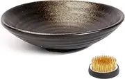Ikebana Vases,Ikebana Kit Japanese Flower Shallow Container Ceramics Ikebana Vase with Flower Frog Floristry Floral Frog Needle Straightening Tool Japanese Vase Set for Planting