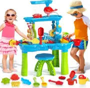AUSWAY Sand Water Table Toy, 3In1 Kids Beach Sandbox Outdoor Activity Dolphin...