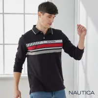 在飛比找momo購物網優惠-【NAUTICA】男裝 撞色條紋長袖POLO衫(黑色)